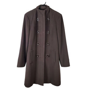 Kristen Blake Women Chocolate Lambswool Cashmere Blend Peacoat Long Coat Size 12